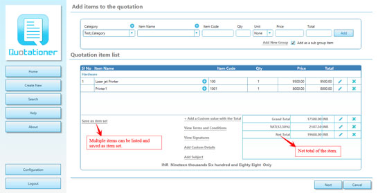 Sales Estimation and Quoting Software